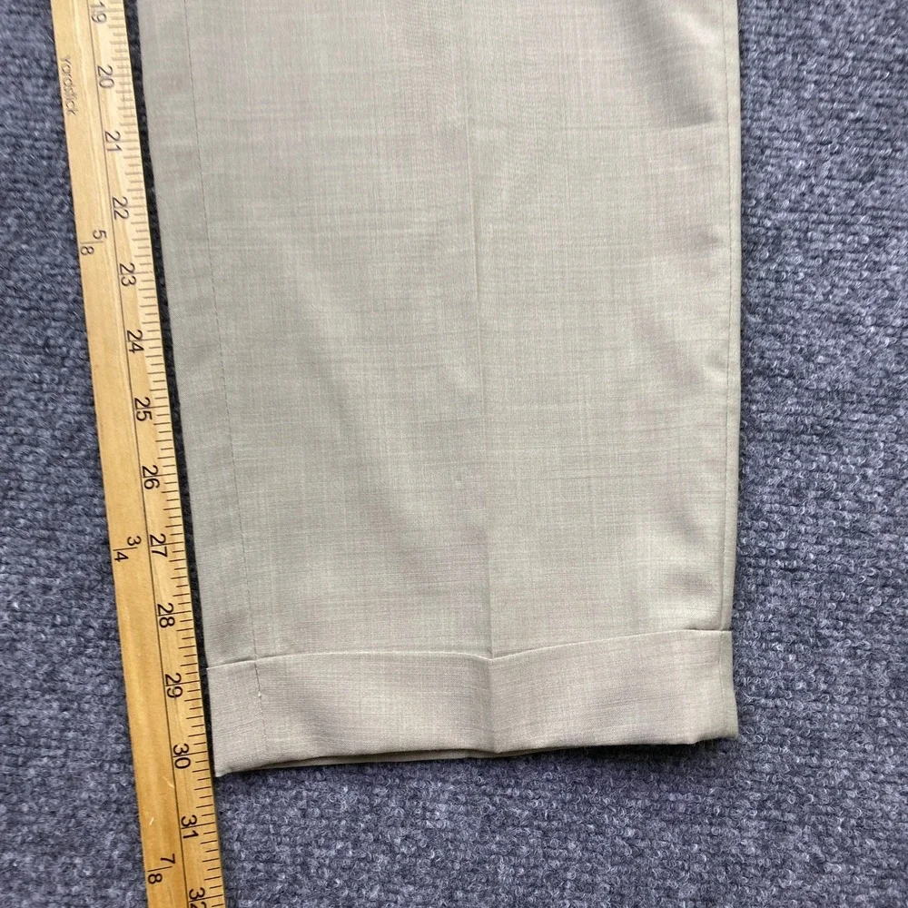 Hugo Boss Mens Beige Virgin Wool‎ Blend Flat Front Cuffed Dress Pants Size 40R